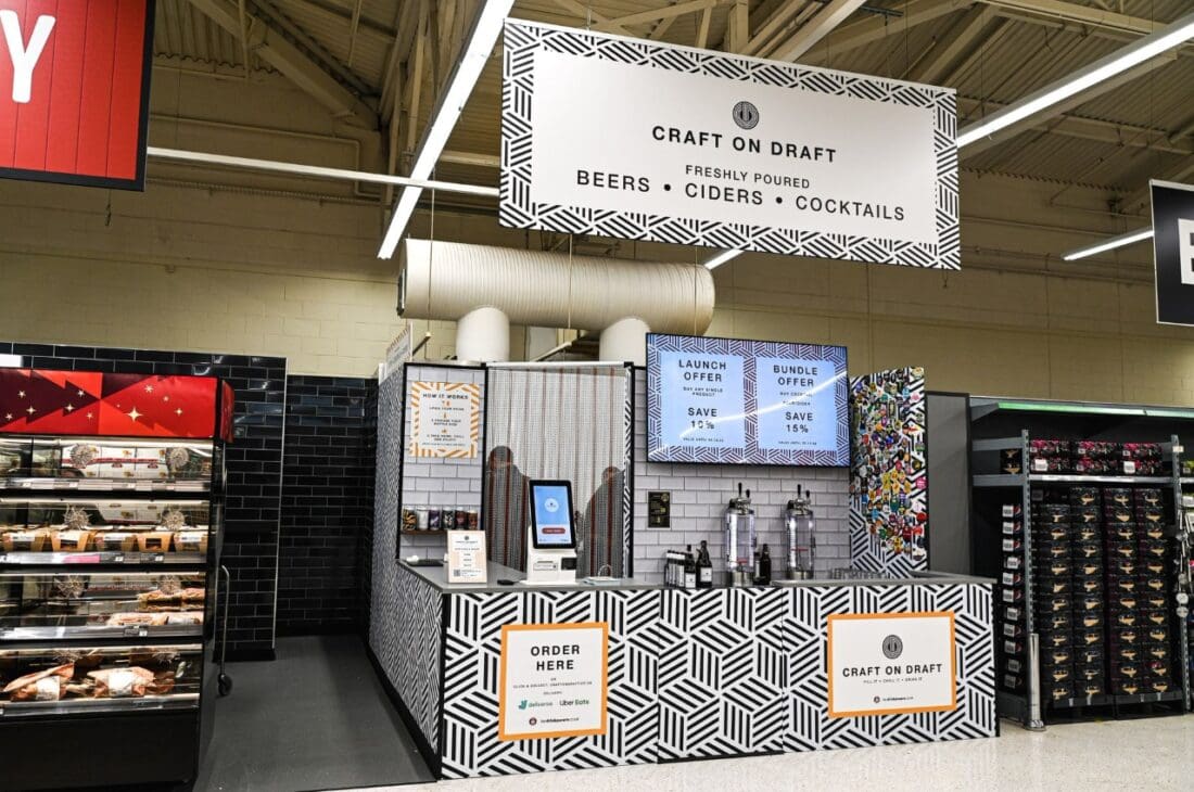 Asda fresh draught beer, cider and cocktail concept Retail